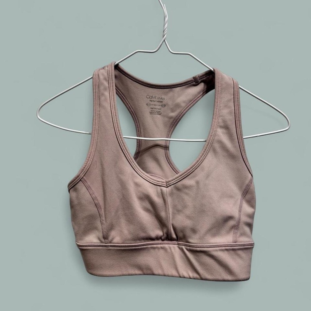 Calvin Klein Performance Mauve Pink Racerback Sports Bra XS Athleisure Gym